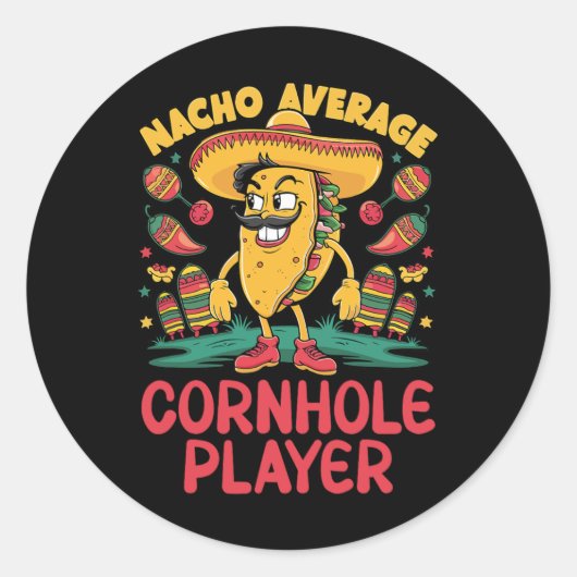 Nacho Average Cornhole Player Cinco De Mayo Mexico Ronde Sticker (Voorkant)