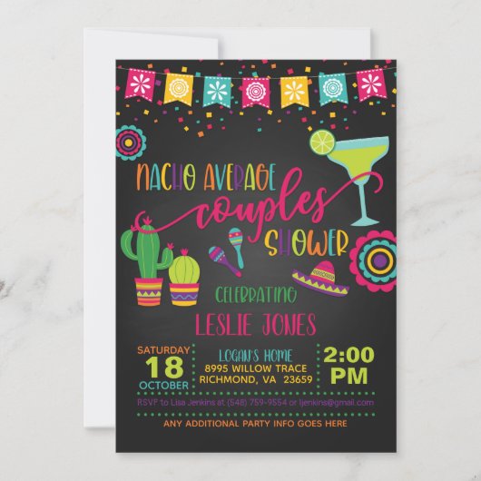 Nacho Average Couples Shower Uitnodiging - BL (Voorkant)