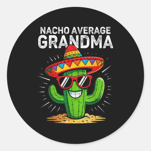 Nacho average grandma funny cinco de mayo mexican ronde sticker (Voorkant)