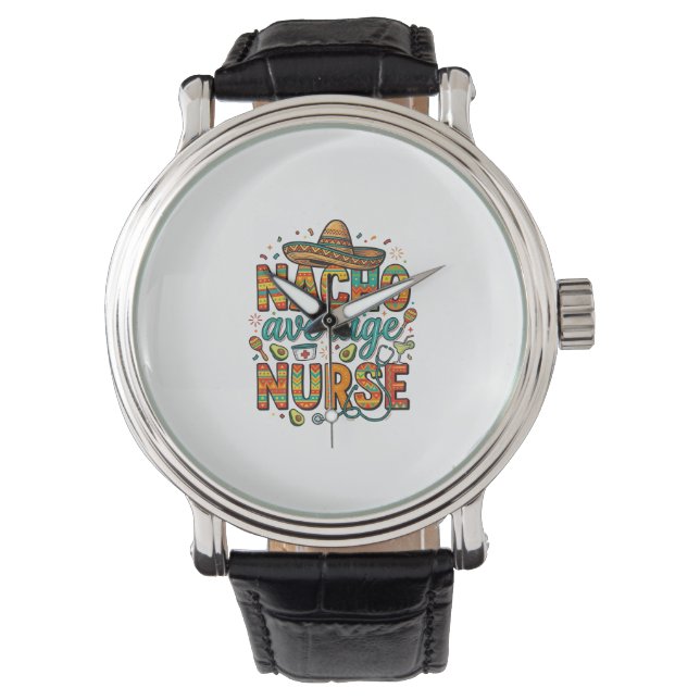 Nacho Average Nurse Fiesta Vector Shirt Ontwerp_1 Horloge (Voorkant)