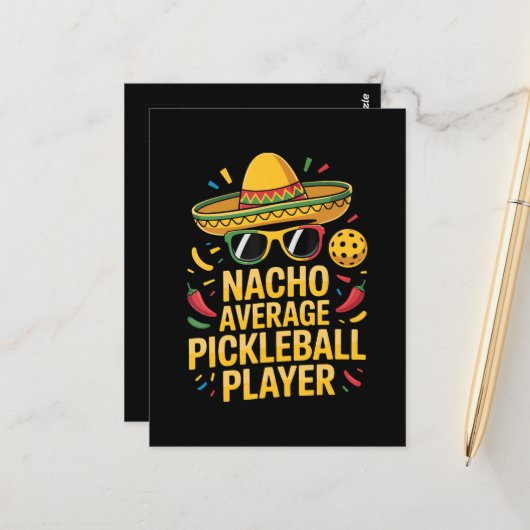 Nacho Average Pickleball Player Briefkaart (Voorkant / Achterkant in situ)