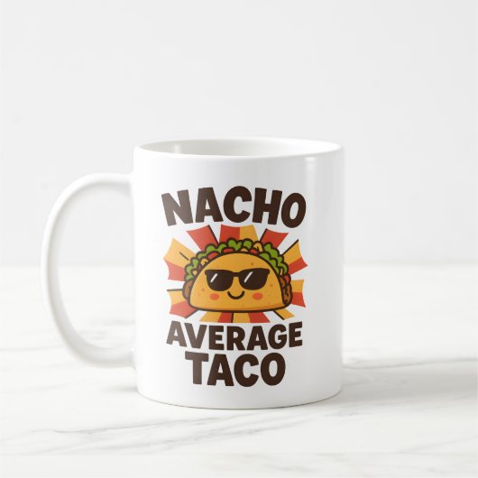 Nacho Average Taco Funny Food Pun Comic Style Koffiemok (Links)