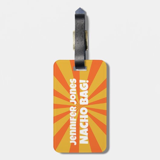 Nacho Bag Grappige Retro Aandacht Bagagelabel (Achterkant verticaal)