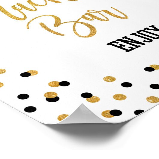 NACHO BAR Graduparty Sign Black Gold Glitter Poster (Hoek)