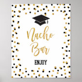 NACHO BAR Graduparty Sign Black Gold Glitter Poster (Voorkant)