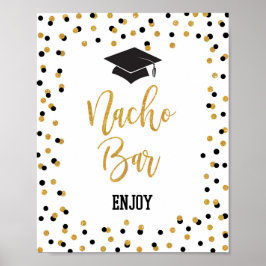 NACHO BAR Graduparty Sign Black Gold Glitter Poster