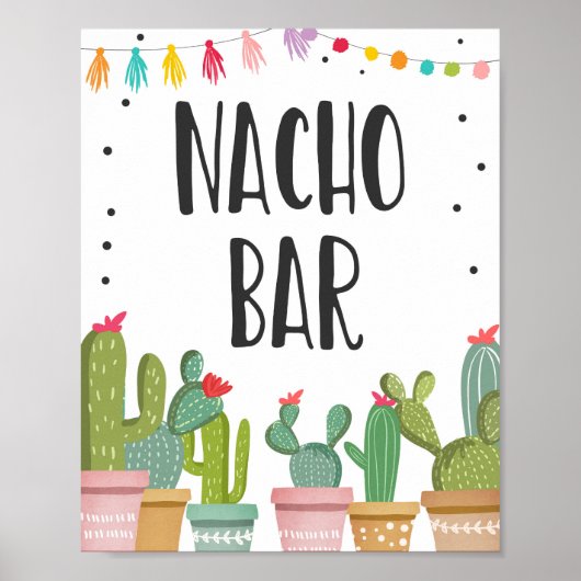 Nacho Bar Mexicaans Eetcafé Cactus Fiesta Tafelbor Poster (Voorkant)