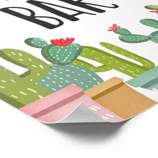 Nacho Bar Mexican Food Cactus Fiesta Table Sign Poster (Hoek)