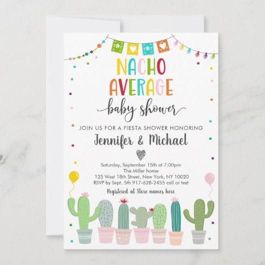 Nacho Gemiddeld Baby shower Cactus Fiesta Kaart (Voorkant)
