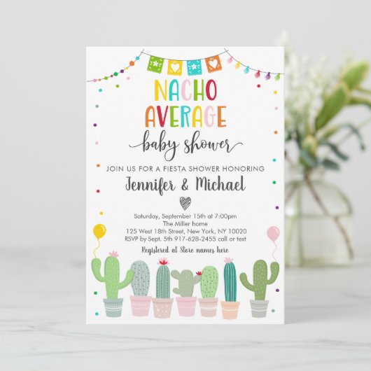 Nacho Gemiddeld Baby shower Cactus Fiesta Kaart (Staand voorkant)