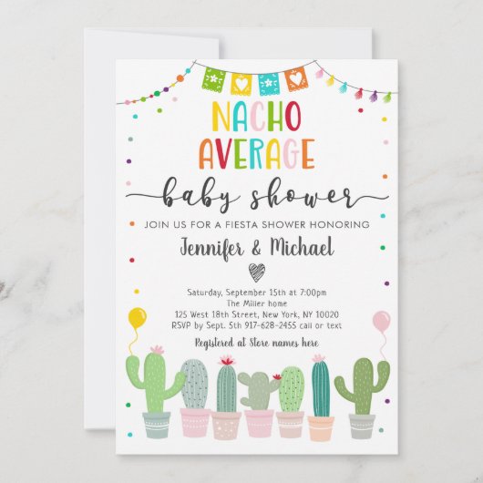 Nacho Gemiddeld Baby shower Cactus Fiesta Kaart (Voorkant)