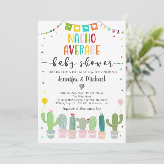Nacho Gemiddeld Baby shower Cactus Fiesta Kaart (Staand voorkant)