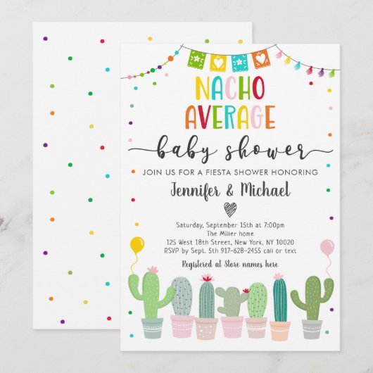 Nacho Gemiddeld Baby shower Cactus Fiesta Kaart (Voorkant / Achterkant)