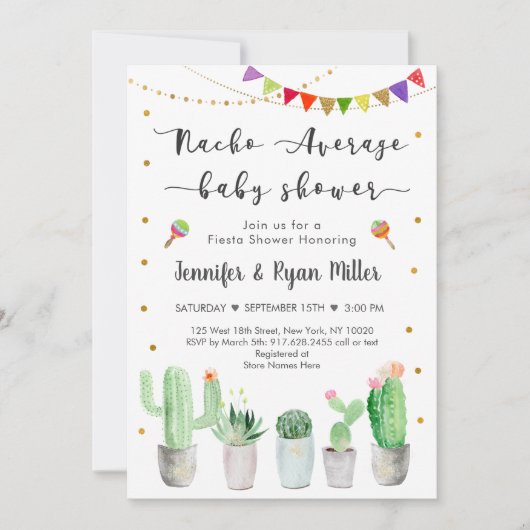 Nacho Gemiddeld Baby shower Gold Fiesta Cactus Kaart (Voorkant)