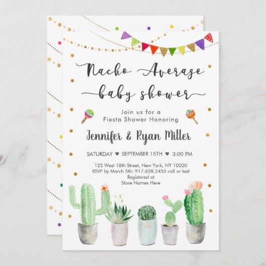 Nacho Gemiddeld Baby shower Gold Fiesta Cactus Kaart (Voorkant / Achterkant)
