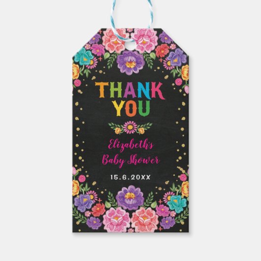 Nacho Gemiddeld Mexicaans Bloemen Fiesta Baby show Cadeaulabel (Voorkant)