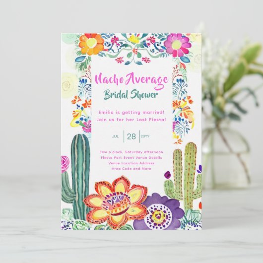 Nacho Gemiddeld Vrijgezellenfeest Laatste Fiesta Kaart (Staand voorkant)