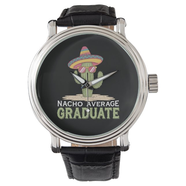 Nacho Gemiddelde Afgestudeerde Cactus Afstudeerfee Horloge (Voorkant)
