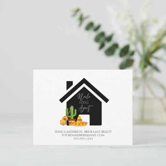 Nacho Gemiddelde agent Real Estate Marketing Briefkaart (Staand voorkant)