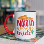 Nacho Gemiddelde Baas Spaans Funny Wedding Names Mok<br><div class="desc">Nacho Gemiddelde Bride Spaanse Sombrero Funny WeddingCustom Personalized Names Tea Coffee Mok kenmerkt de tekst "Nacho Gemiddelde Bride" in de leuke moderne scripttypografie voorzien van een sombrero en cactus plant. Op de achterzijde gepersonaliseerd met de bruid- en bruidenamen en de trouwdatum. Ideaal voor de bruid voor een vrijgezellenfeest of trouwdag....</div>