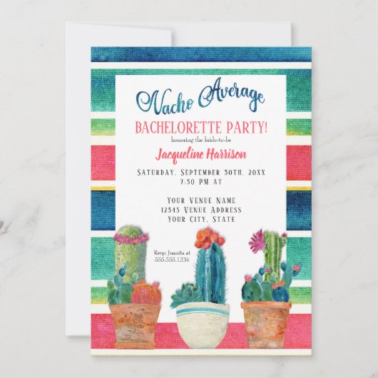 Nacho Gemiddelde Bachelorette Floral Desert Cactus Kaart (Voorkant)