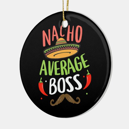 Nacho Gemiddelde Boss Sombrero Beard Cinco de Mayo Keramisch Ornament (Links)