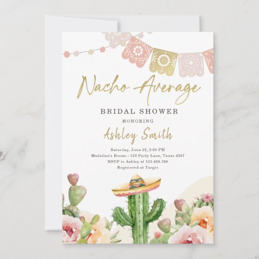 Nacho Gemiddelde Cactus Fiesta Mexicaans Vrijgezel Kaart (Voorkant)