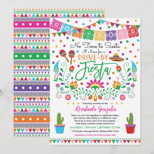 Nacho gemiddelde Fiesta rijden door Baby shower Kaart (Voorkant / Achterkant)