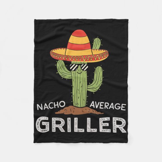 Nacho Gemiddelde Griller Cactus BBQ Humor Grill Co Fleece Deken (Voorkant)