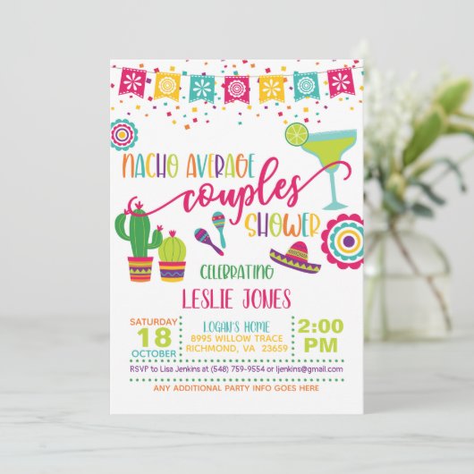 Nacho gemiddelde koppel Shower Uitnodiging - WH (Staand voorkant)