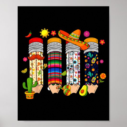 Nacho Gemiddelde Leraar Cinco De Mayo Feest Mexica Poster (Voorkant)