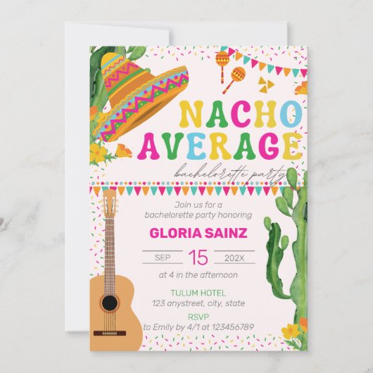 Nacho Gemiddelde Mexicaanse Fiesta Bachelorette Pa Kaart (Voorkant)