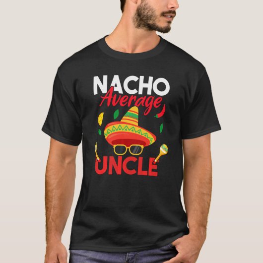 Nacho Gemiddelde oom Funny Mustache Face Sombrero T-shirt (Voorkant)