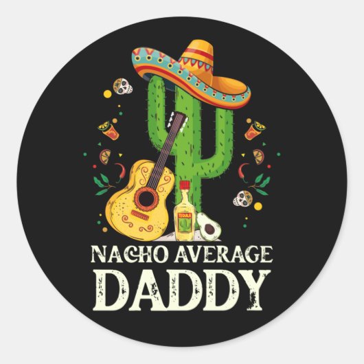 Nacho Gemiddelde papa Cinco De Mayo Ronde Sticker (Voorkant)