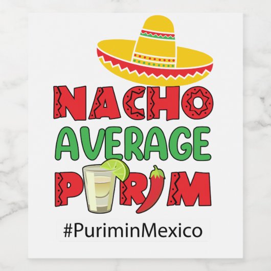 Nacho Gemiddelde Purim Wijn Etiket (Enkel label)