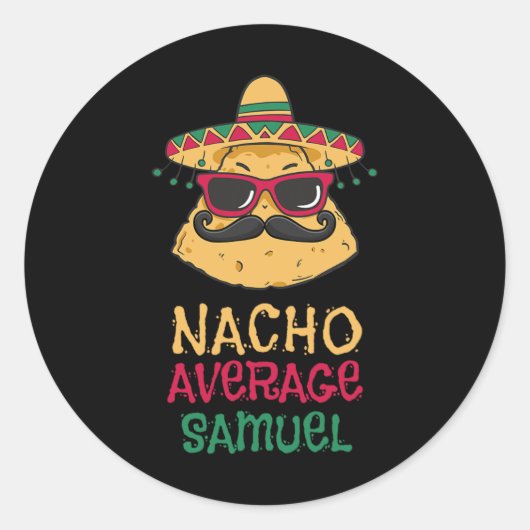 Nacho Gemiddelde Samuel Voornaam Funny Taco Ronde Sticker (Voorkant)