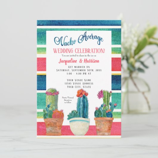 Nacho Gemiddelde Trouwfeest Floral Desert Cactus Kaart (Staand voorkant)