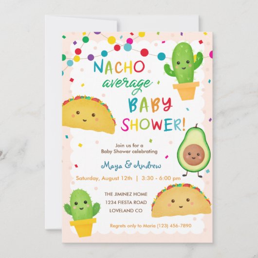 NACHO Gemiddelde uitnodiging tot Baby shower (Voorkant)