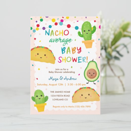 NACHO Gemiddelde uitnodiging tot Baby shower (Staand voorkant)