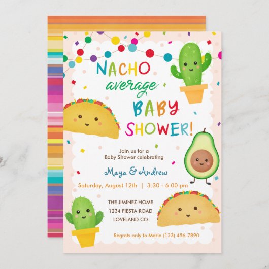 NACHO Gemiddelde uitnodiging tot Baby shower (Voorkant / Achterkant)