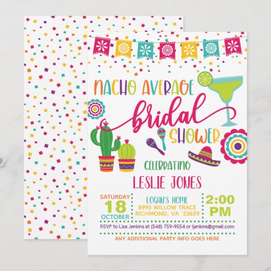 Nacho Gemiddelde Uitnodiging van de Bridal - WH (Voorkant / Achterkant)