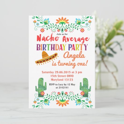 Nacho Gemiddelde Verjaardag Uitnodiging (Staand voorkant)