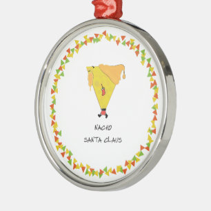 Nacho Kerstman met Chips Metalen Ornament