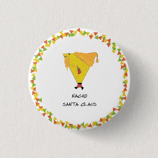 Nacho Kerstman met Chips Ronde Button 3,2 Cm (Voorkant)