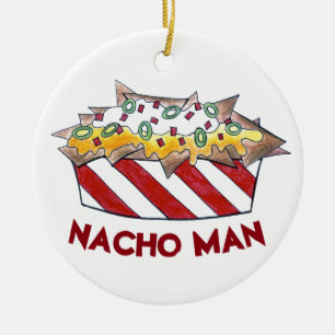 Nacho Man Funny Foodie Ballpark Cheese Nachos Keramisch Ornament