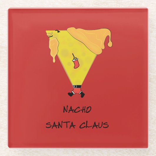 Nacho Santa Claus Glazen Onderzetter (Voorkant)