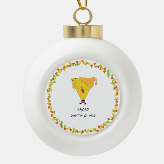 Nacho Santa met Chips Keramische Bal Ornament (Voorkant)