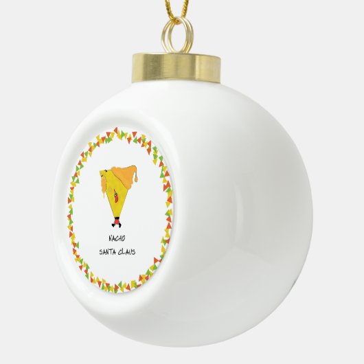Nacho Santa met Chips Keramische Bal Ornament (Rechts)
