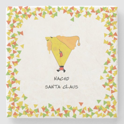 Nacho Santa met Chips Stenen Onderzetter (Voorkant)