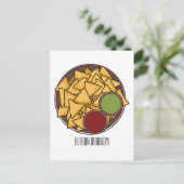 Nachos cartoon illustratie briefkaart (Staand voorkant)